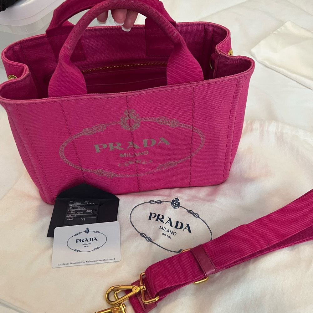 Prada Pink Canapa  Tote Bag
